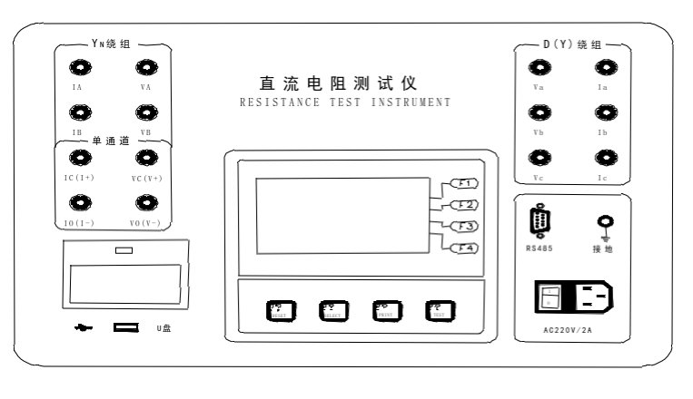 三通道直流电阻测试仪仪器面板