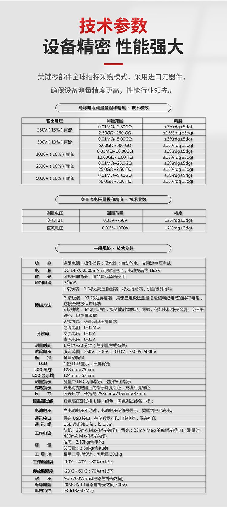 绝缘电阻测试仪技术参数